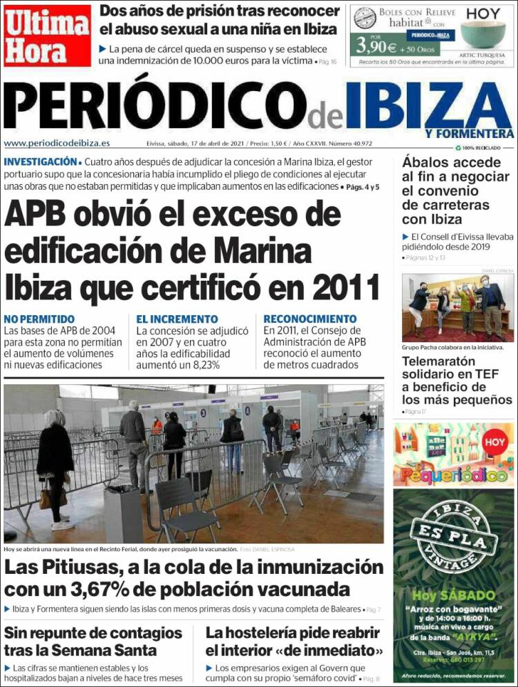 Portada de Periódico de Ibiza (España)
