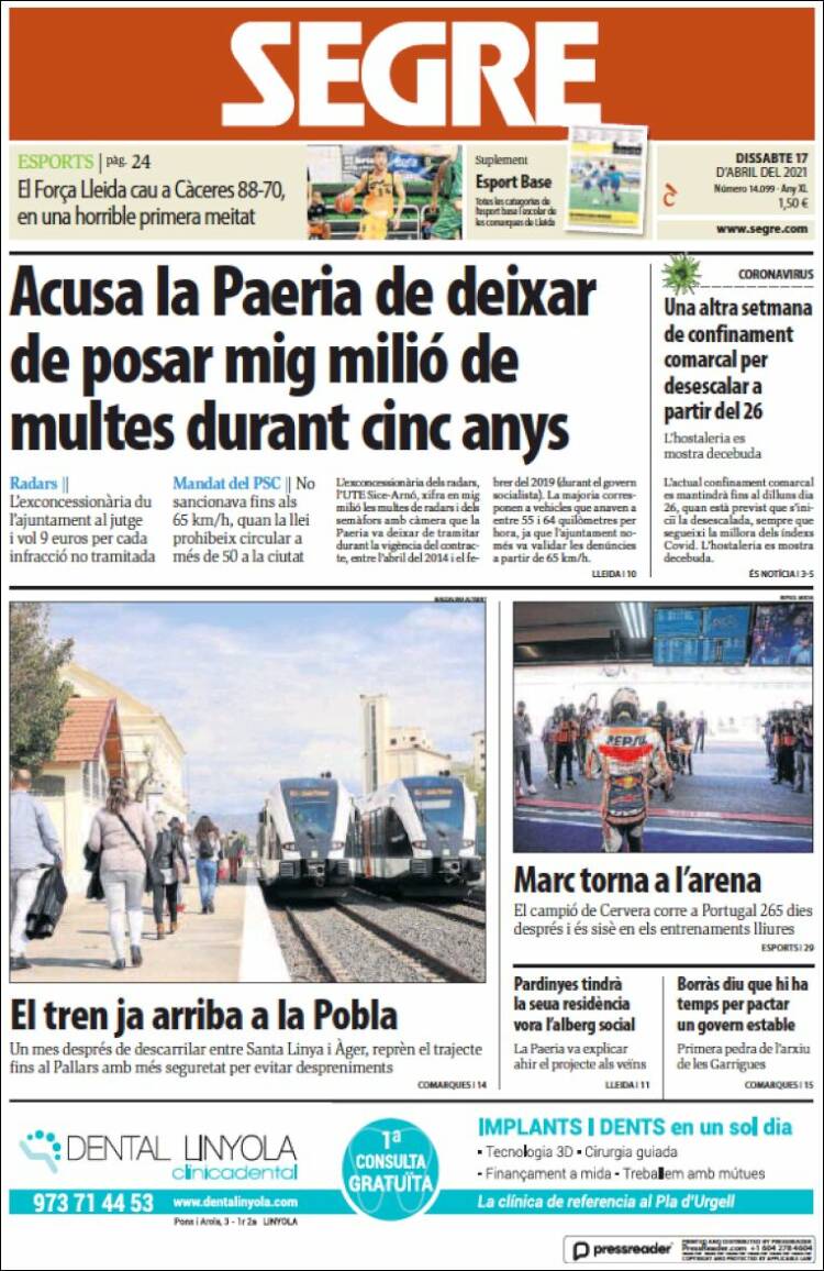 Portada de Segre (España)