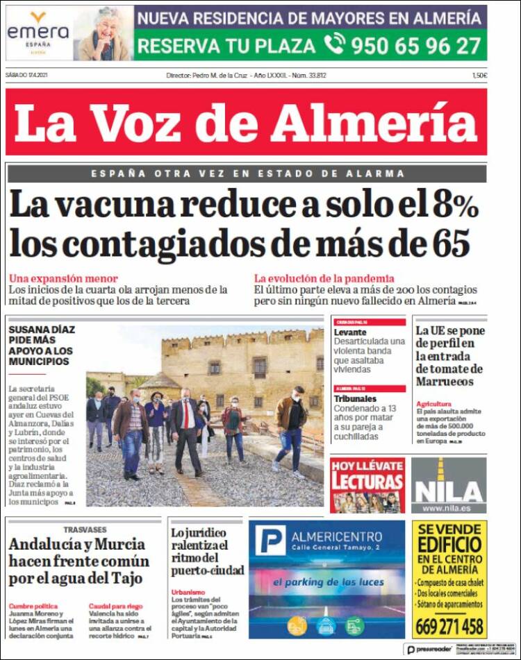 Portada de La Voz de Almería (España)