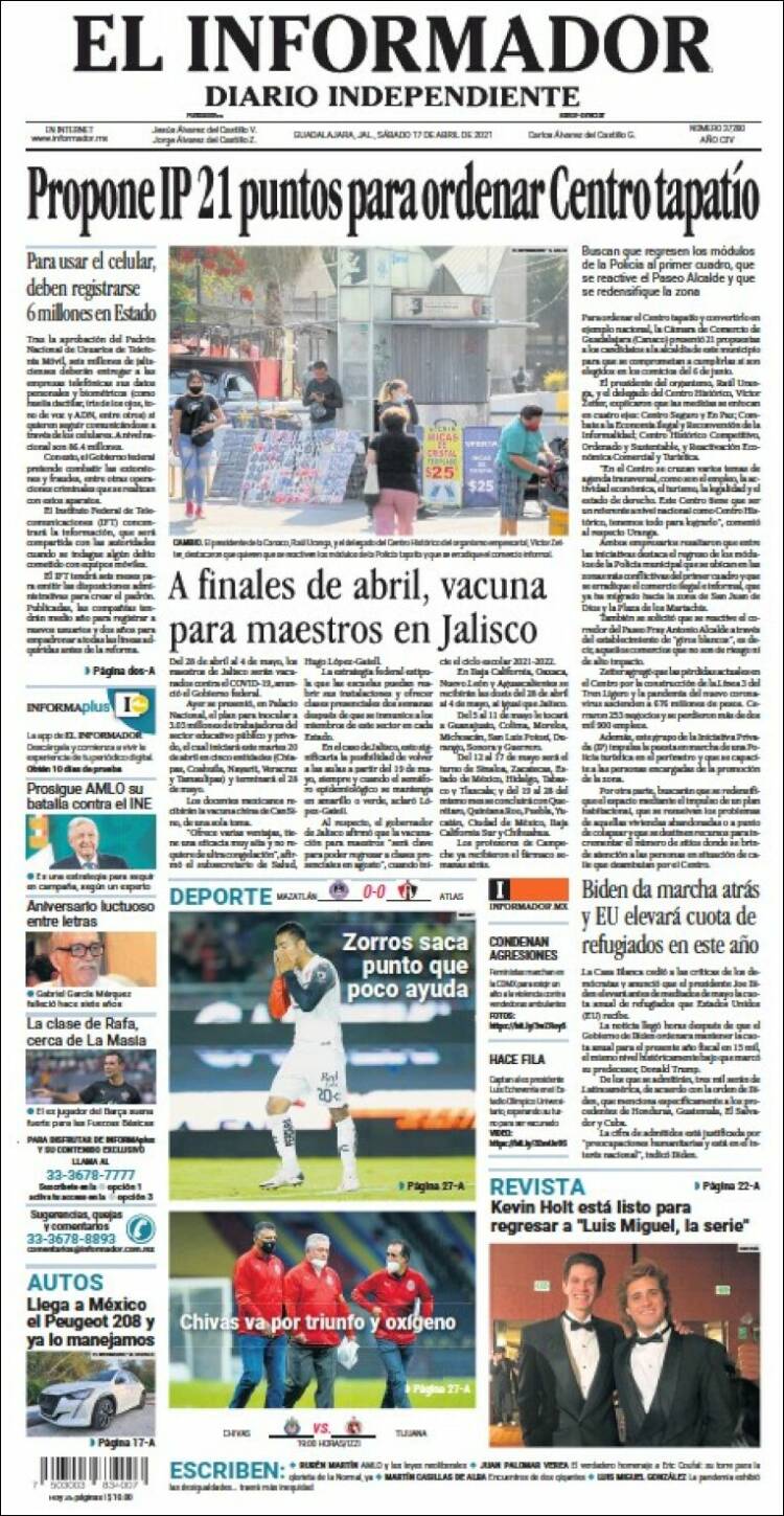 Portada de El Informador (M&eacute;xico)