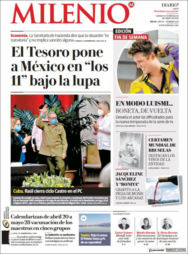 Portada de Milenio de León (M&eacute;xico)