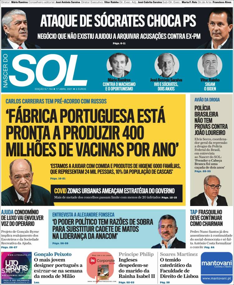 Portada de Jornal Sol (Portugal)