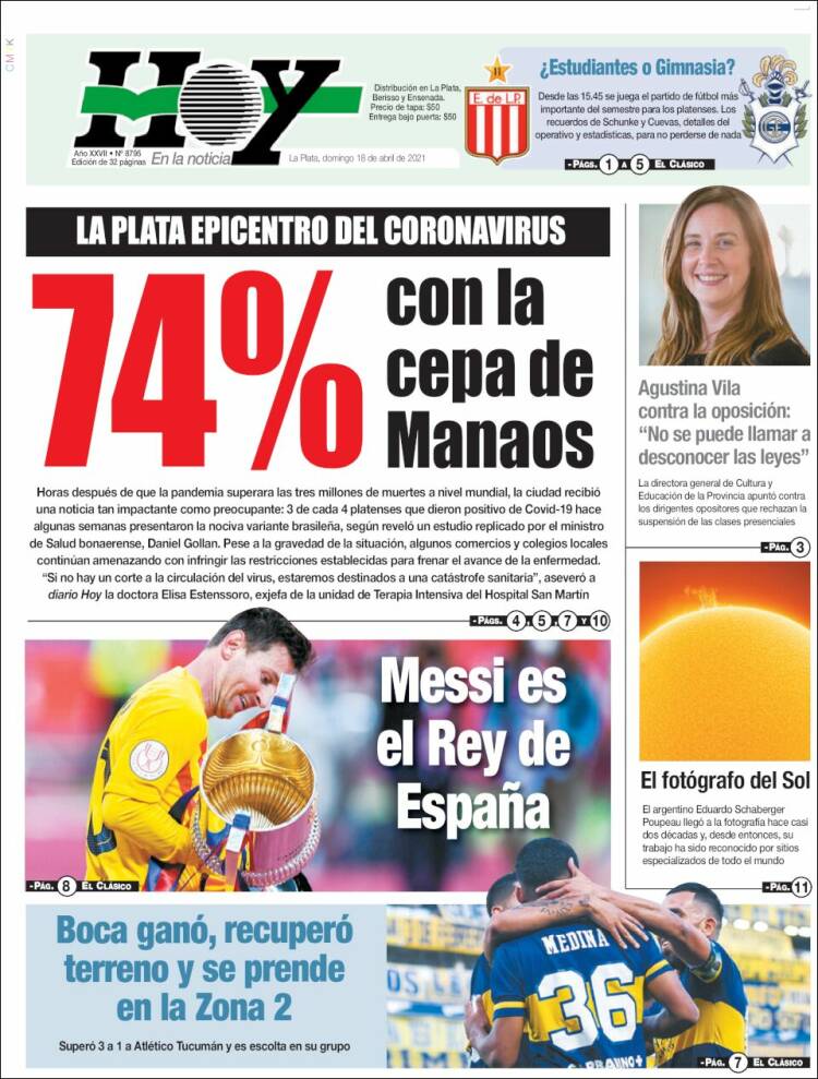 Portada de Diario Hoy (Argentina)