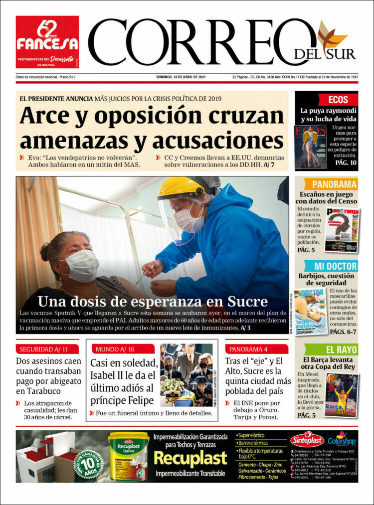 Portada de Correo Sur (Bolivia)