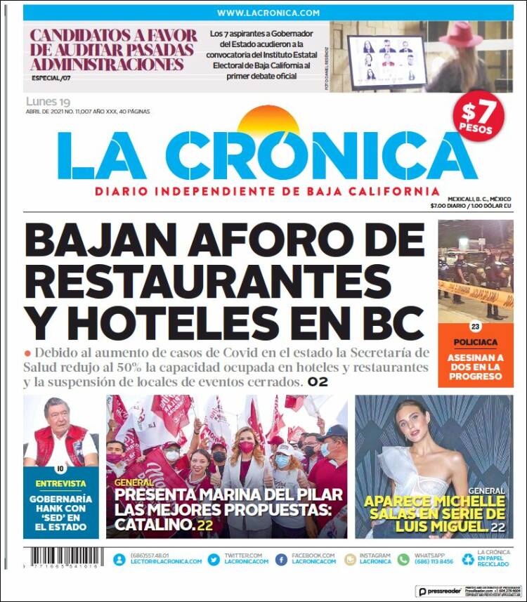 Portada de La Crónica de Baja California (Mexique)