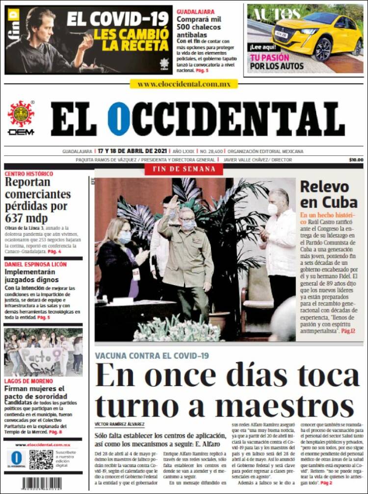 Portada de El Occidental (México)