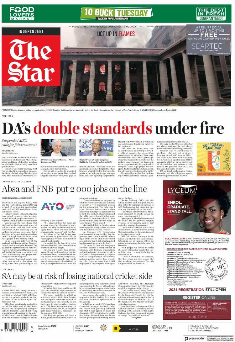 Portada de The Star (South Africa)