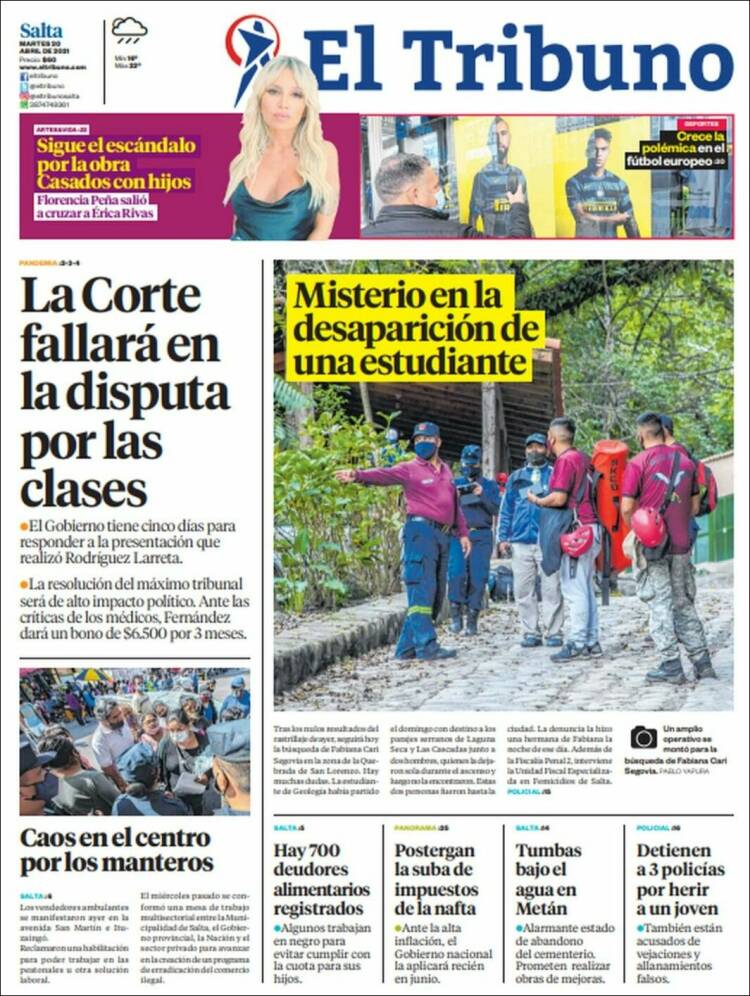 Portada de El Tribuno - Salta (Argentina)