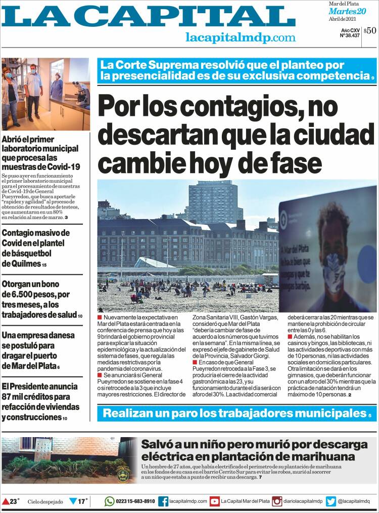 Portada de Diario La Capital - Mar del Plata (Argentina)