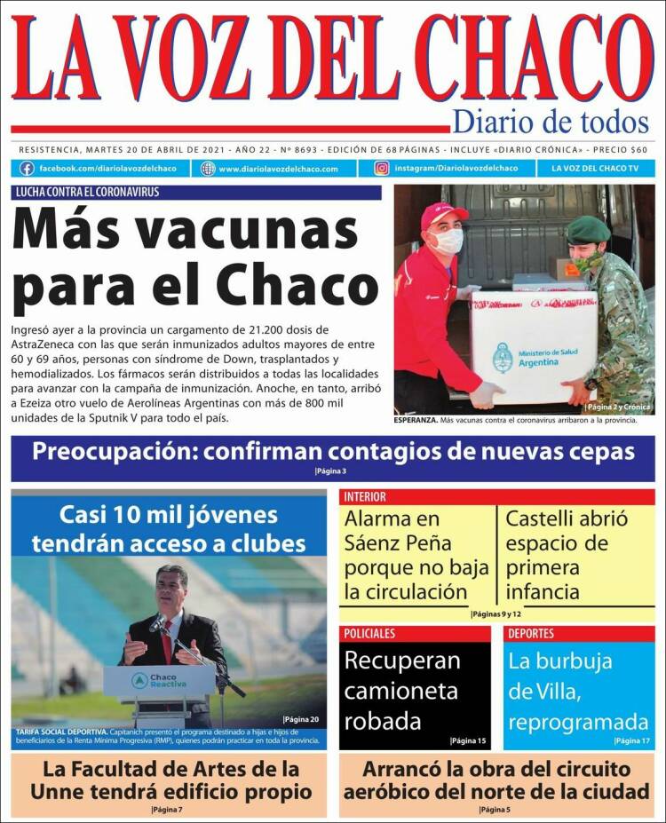 Portada de La Voz del Chaco (Argentina)