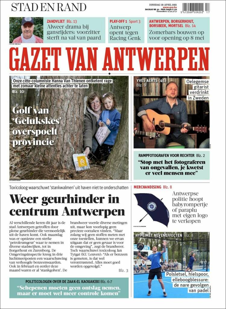 Portada de Gazet van Antwerpen (B&eacute;lgica)