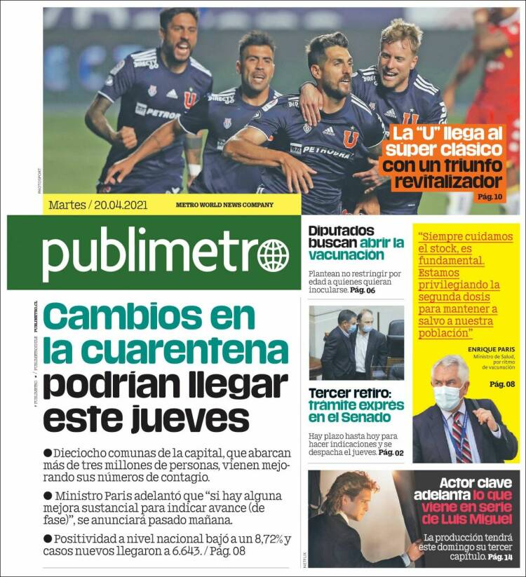 Portada de Publimetro (Chile)