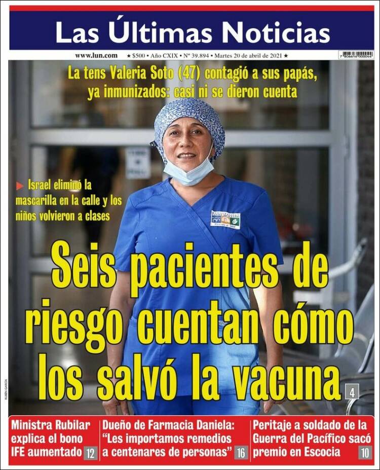 Portada de Las Últimas Noticias (Chile)