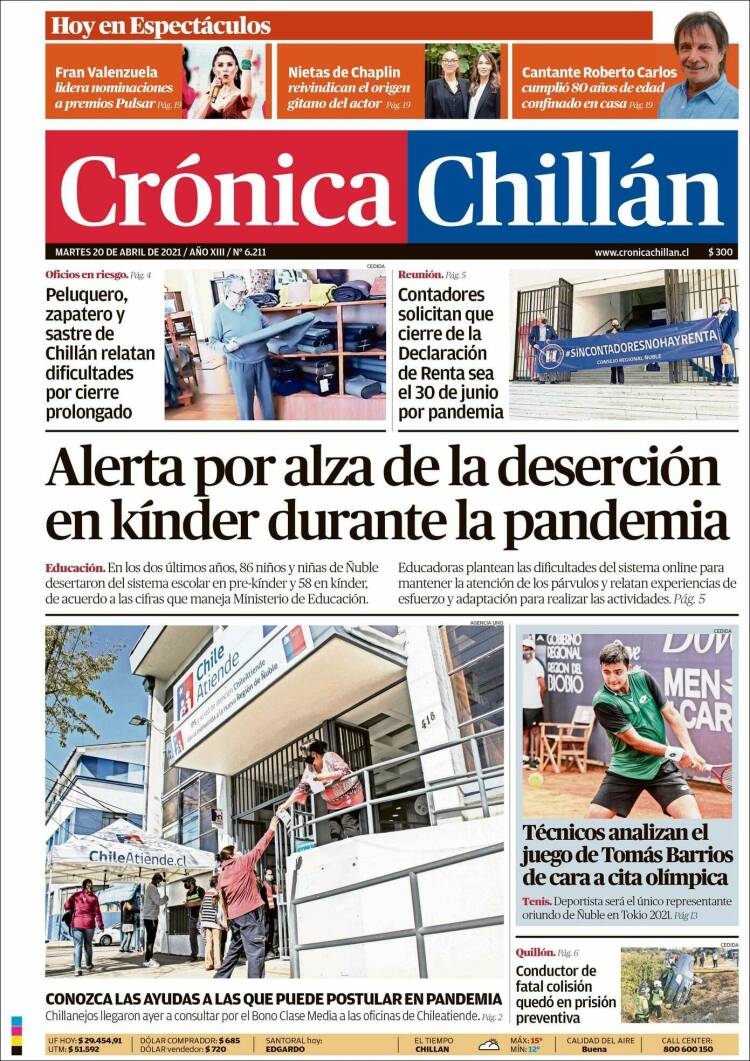 Portada de Crónica Chillán (Chile)