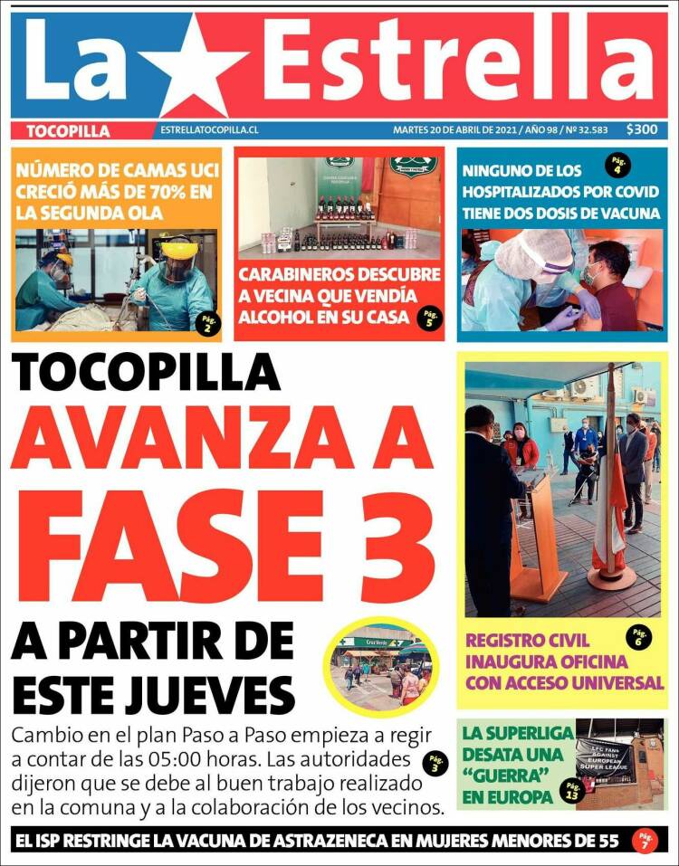 Portada de La Estrella de Tocopilla (Chile)