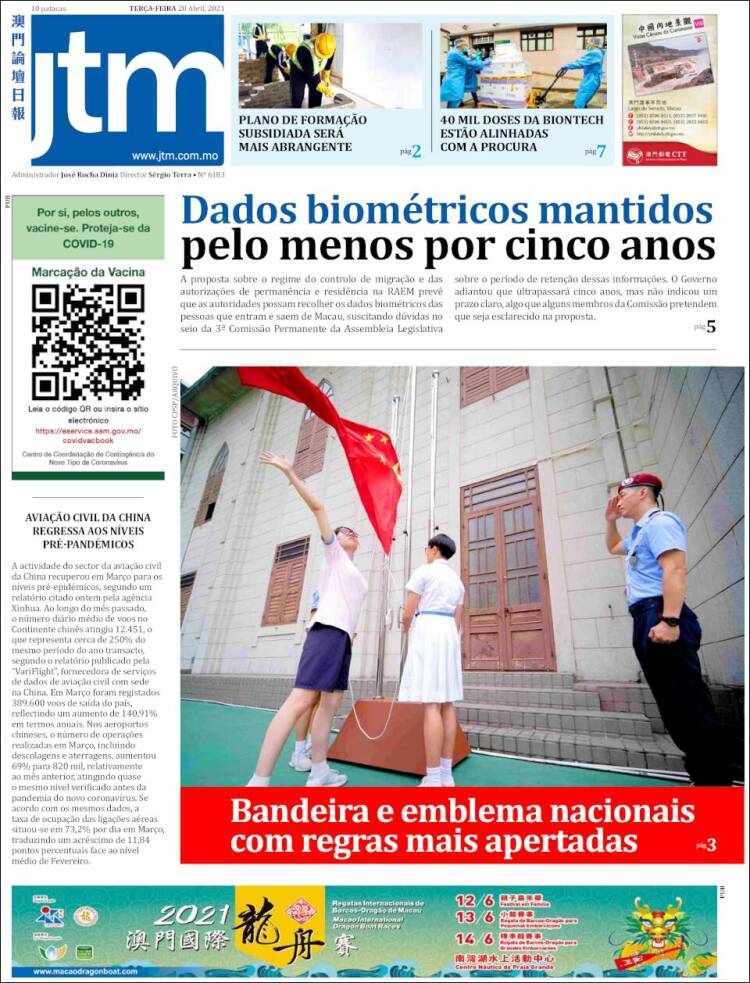 Portada de Jornal Tribuna de Macau (China)