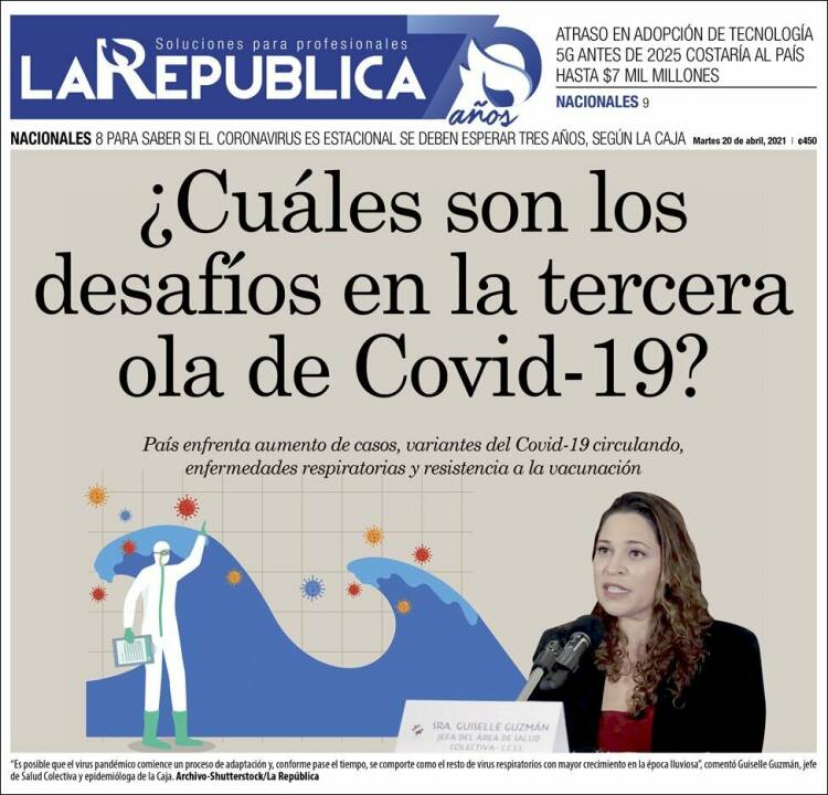 Portada de La República (Costa Rica)