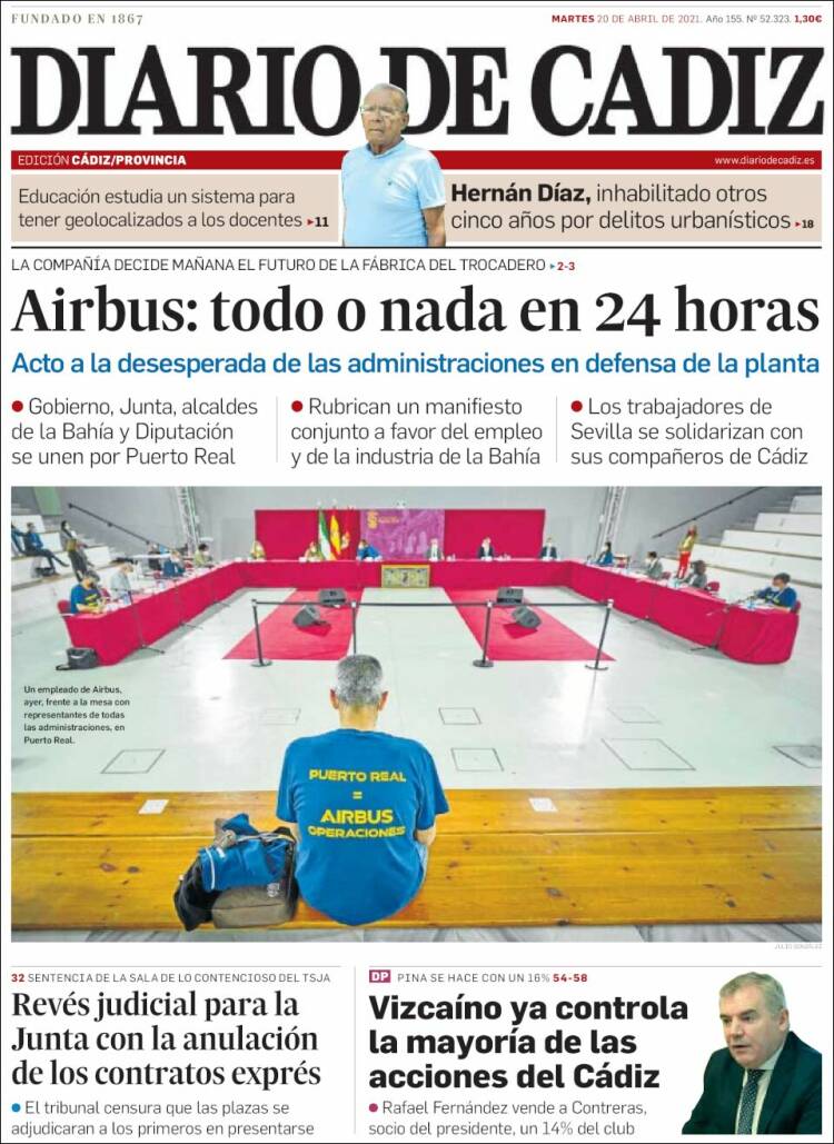 Portada de Diario de Cádiz (España)