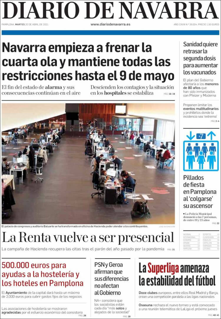 Portada de Diario de Navarra (España)