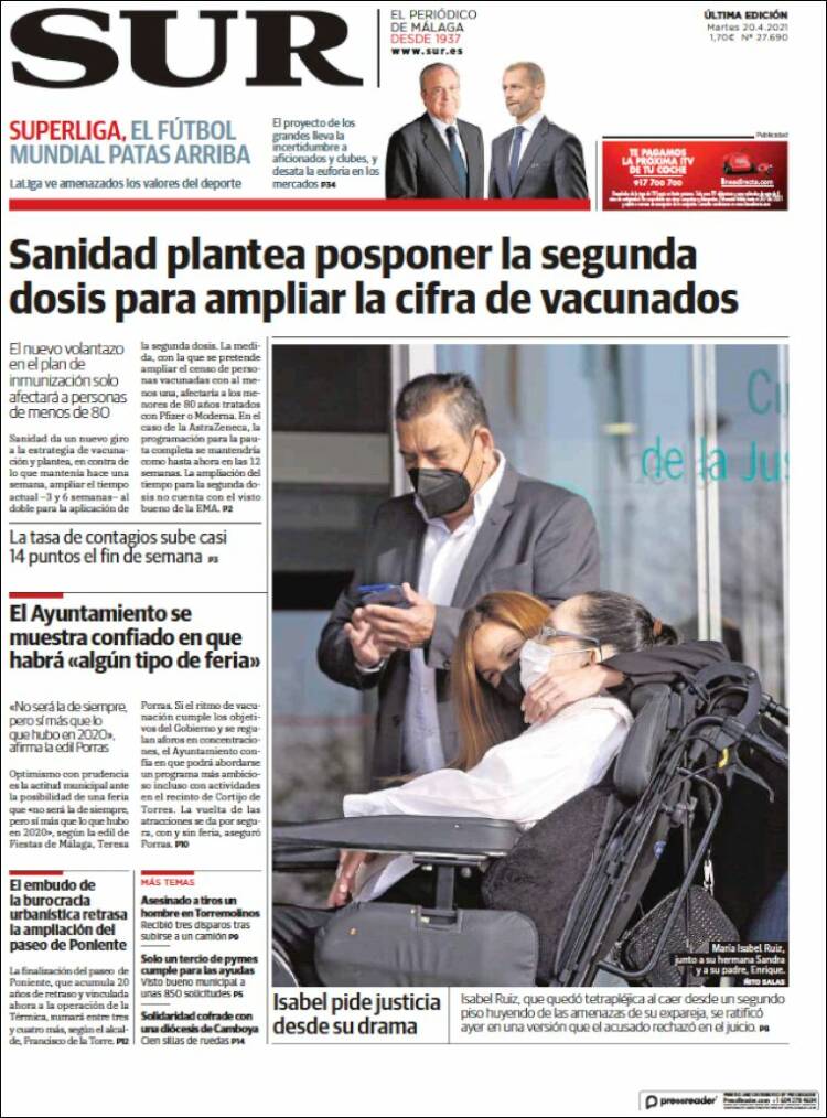 Portada de Diario el Sur (España)