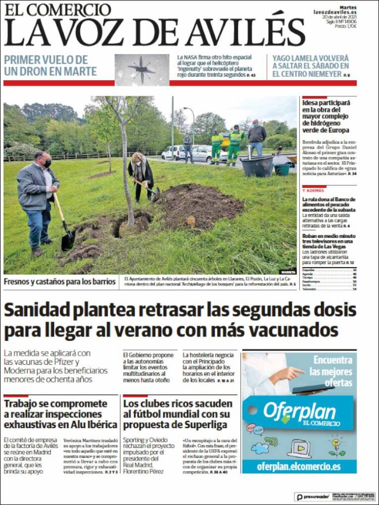 Portada de El Comercio - Avilés (España)