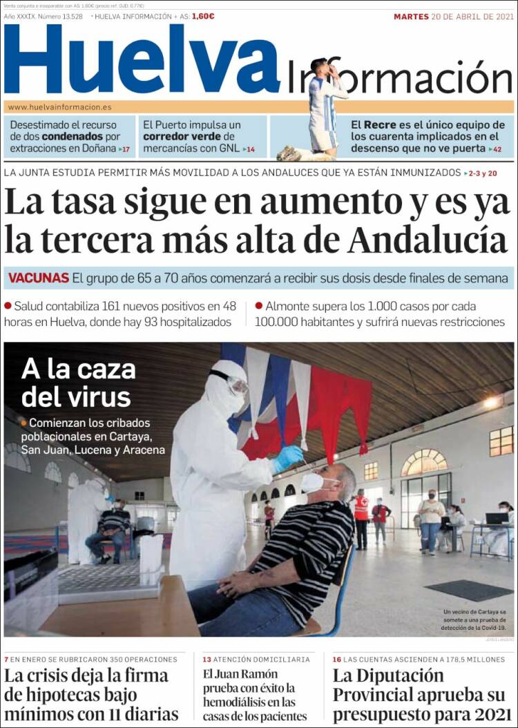 Portada de Huelva Información (España)