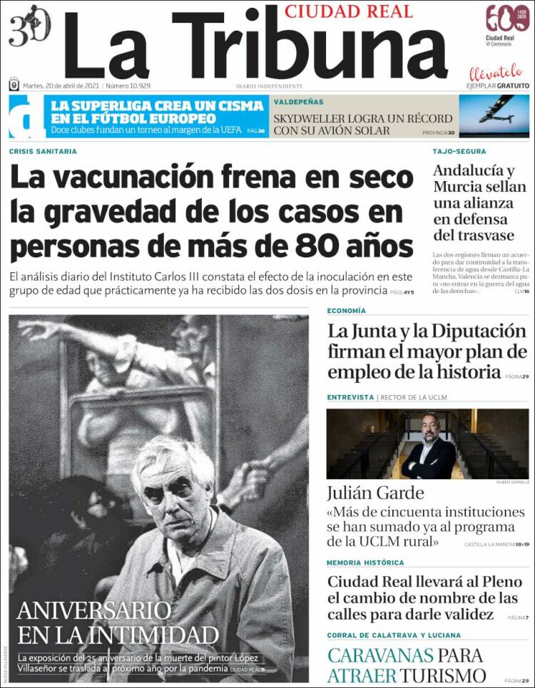 Portada de La Tribuna de Ciudad Real (España)