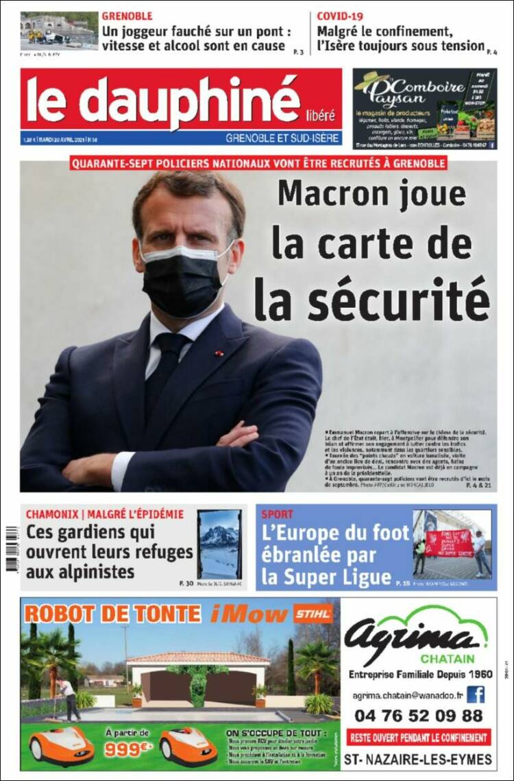 Portada de Le Dauphiné Libéré (Francia)