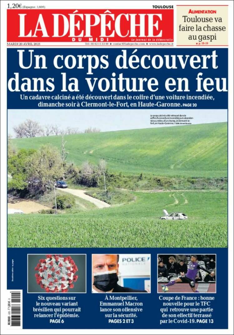 Portada de La Dépêche du Midi (Francia)