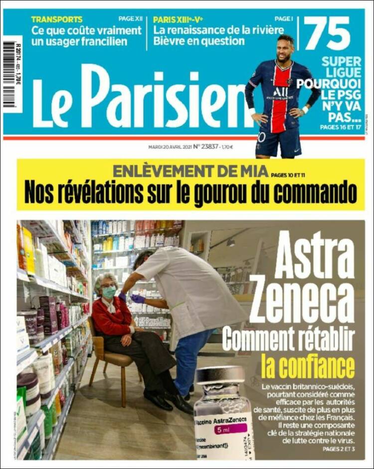 Portada de Le Parisien (Francia)