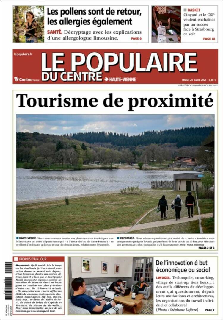 Portada de Le Populaire du Centre (Francia)