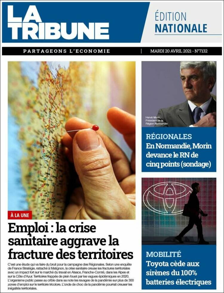 Portada de La Tribune (Francia)