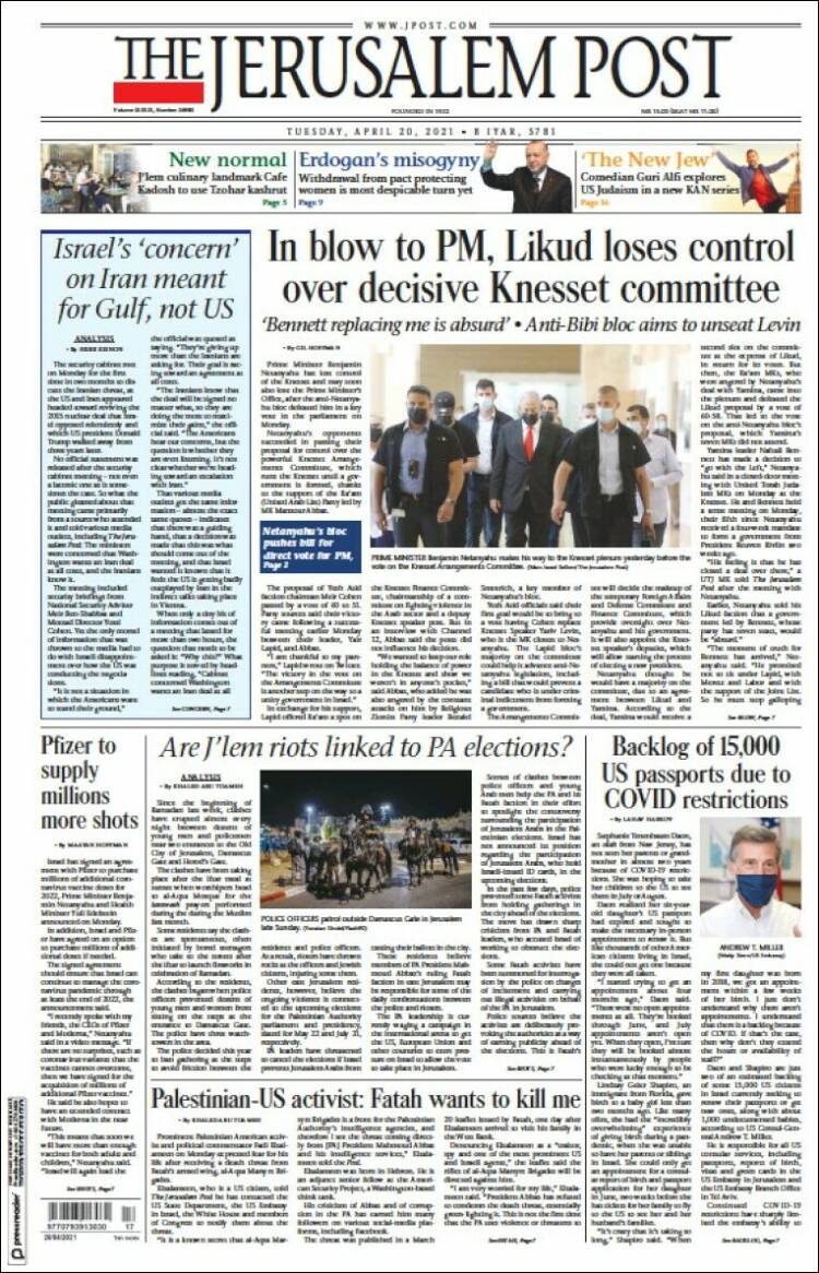 Portada de The Jerusalem Post (Israel)
