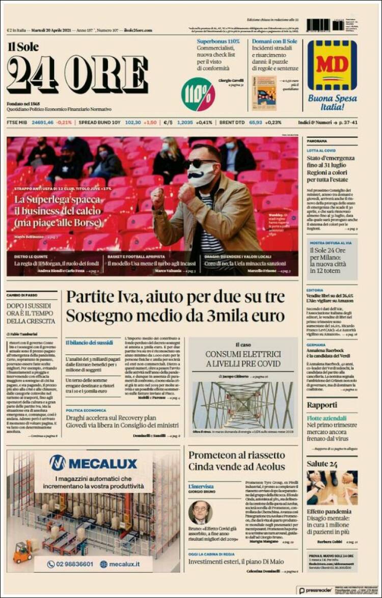 Portada de Il Sole 24 ORE (Italia)