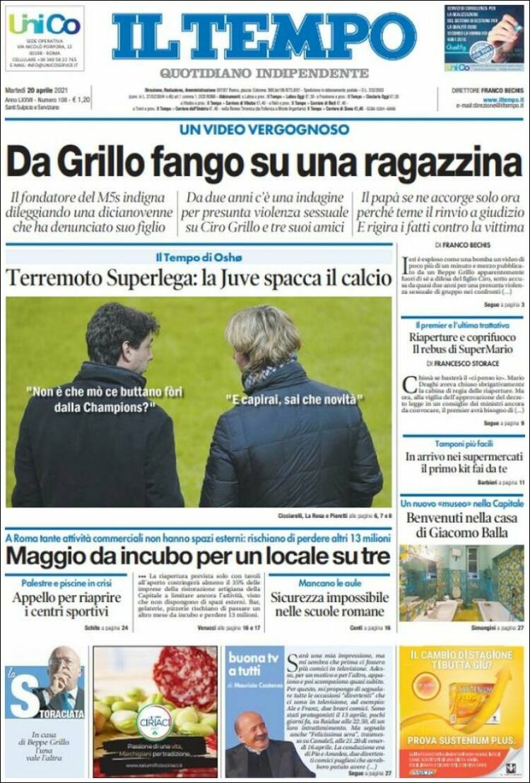 Portada de Il Tempo (Italia)