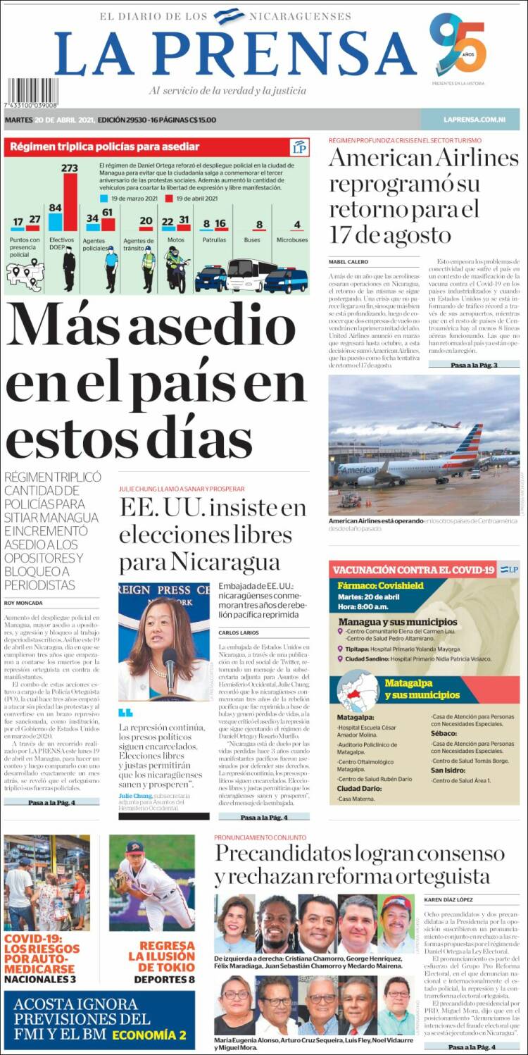 Portada de La Prensa (Nicaragua)