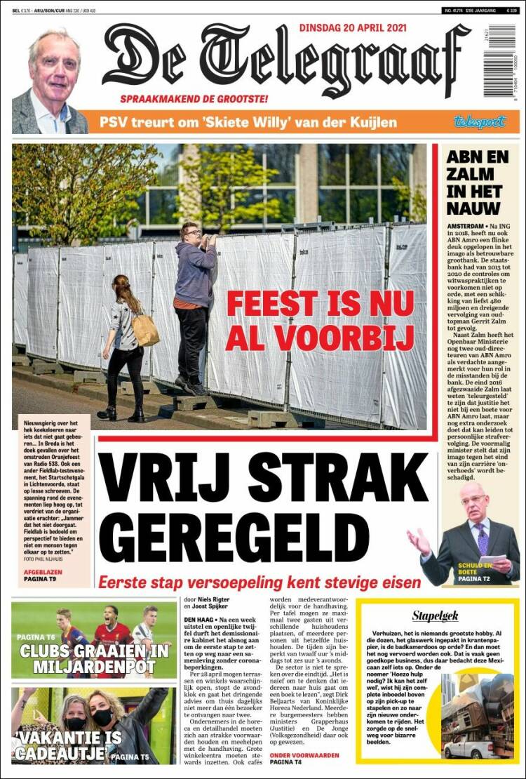 Portada de De Telegraaf (Pa&iacute;ses Bajos)