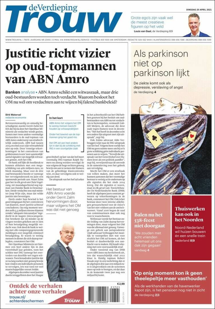 Portada de Trouw (Pa&iacute;ses Bajos)