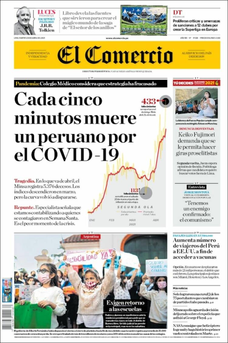 Portada de El Comercio (Perú)