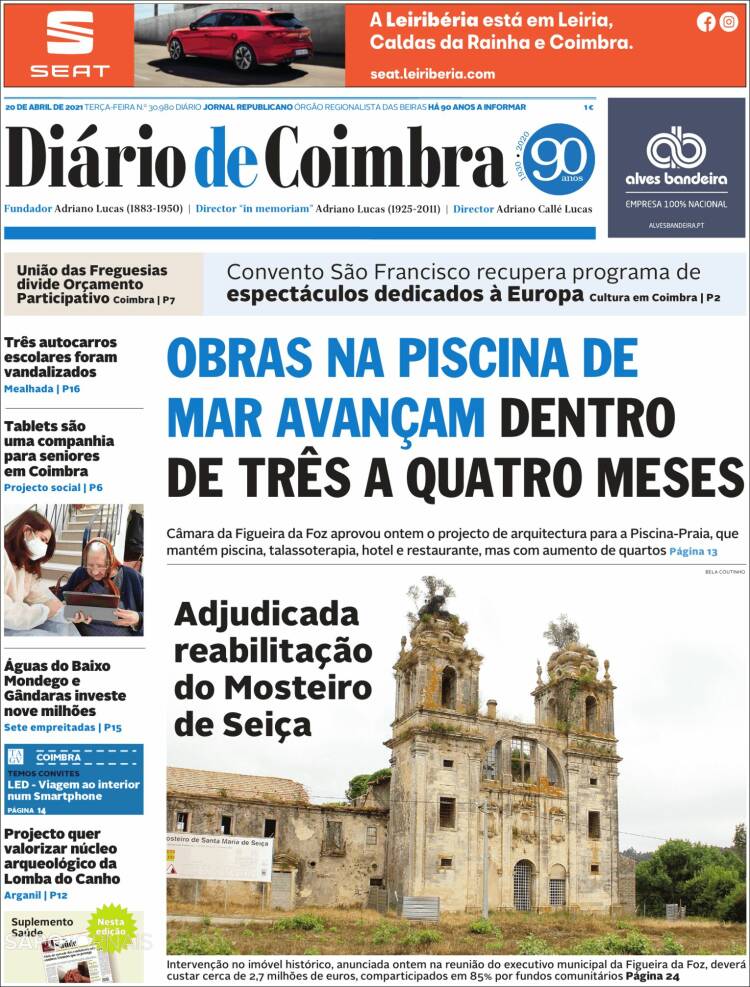Portada de Diário de Coimbra (Portugal)