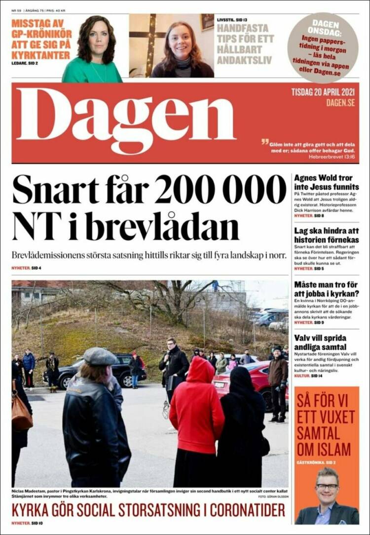 Portada de Dagen (Suecia)
