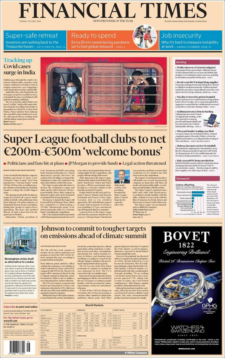 Portada de Financial Times (Reino Unido)
