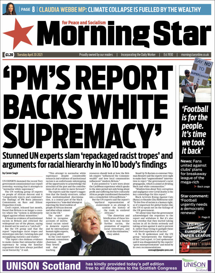 Portada de Morning Star (Reino Unido)
