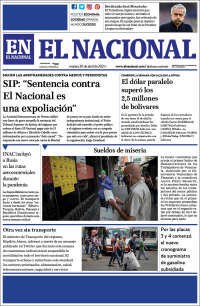 Portada de El Nacional (Venezuela)