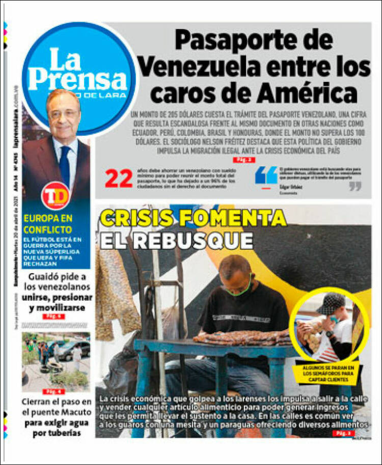 Portada de La Prensa de Lara (Venezuela)