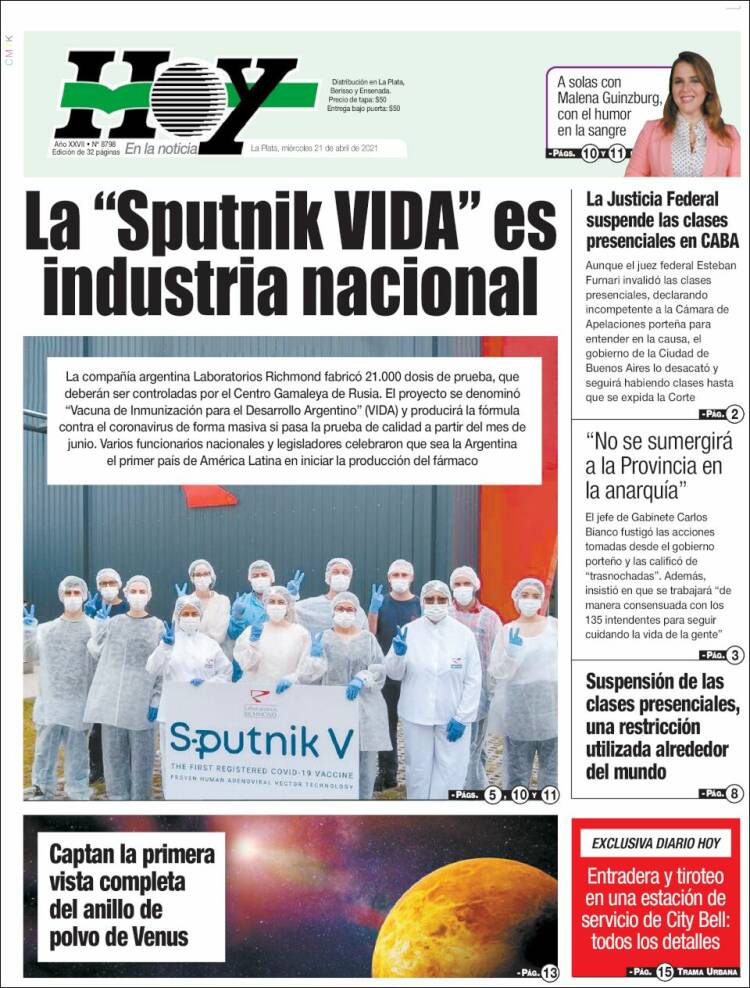 Portada de Diario Hoy (Argentina)