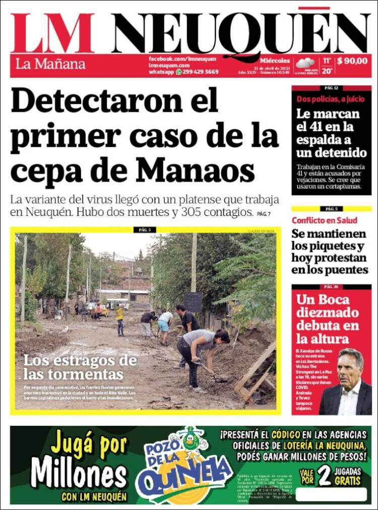 Portada de La Mañanade Neuquén (Argentina)