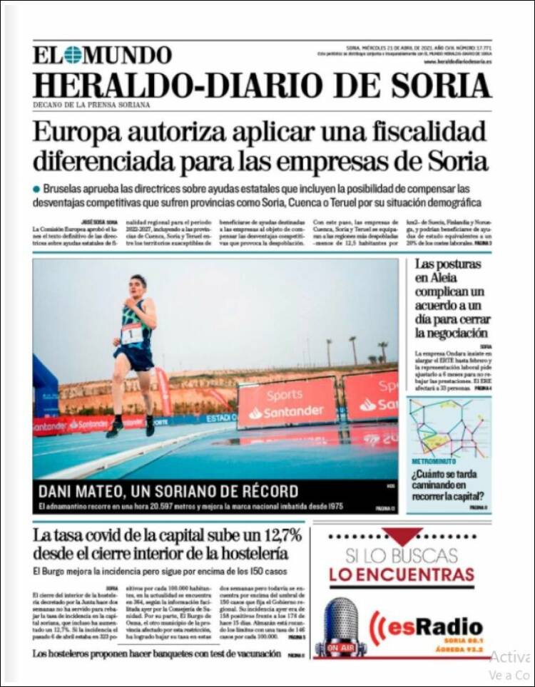 Portada de Diario de Soria (España)