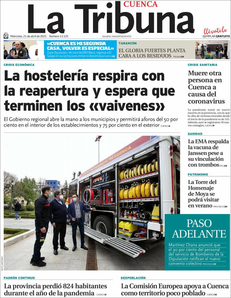 Portada de La Tribuna de Cuenca (España)