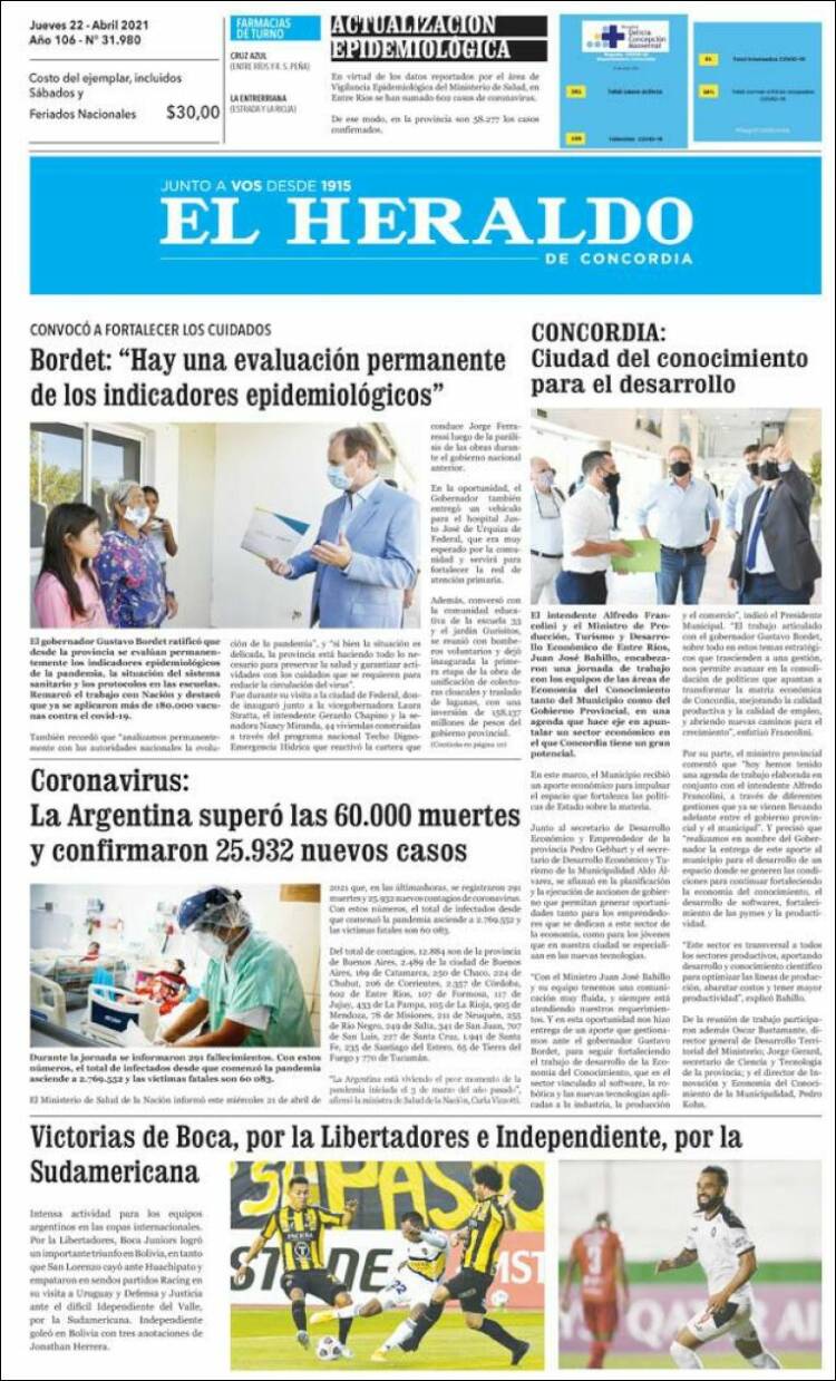 Portada de El Heraldo de Concordia (Argentina)
